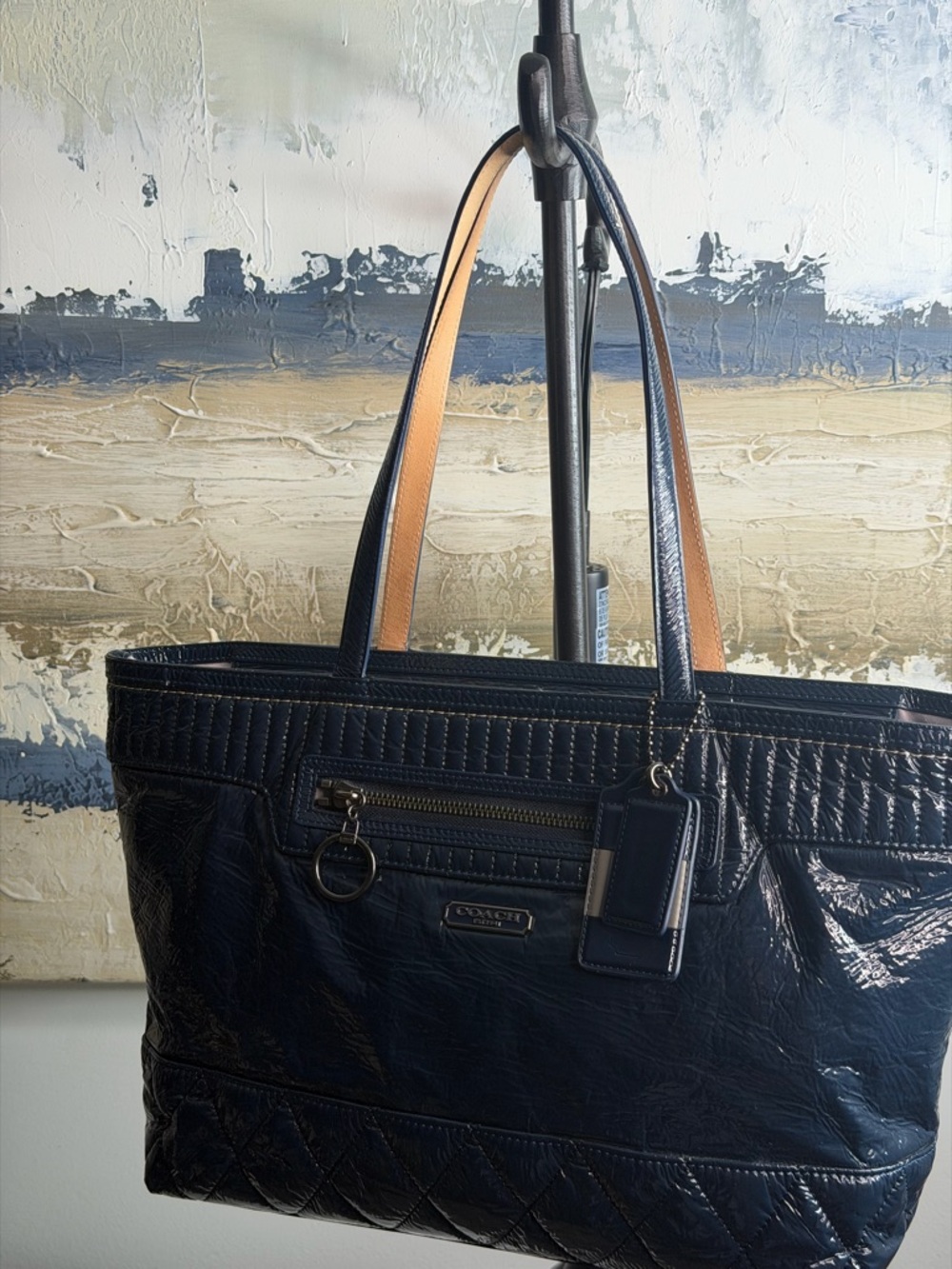 COACH Poppy Daisy Liquid Gloss
Luxury Blue Leather Shoulder Tote
Bag Y2K 18674